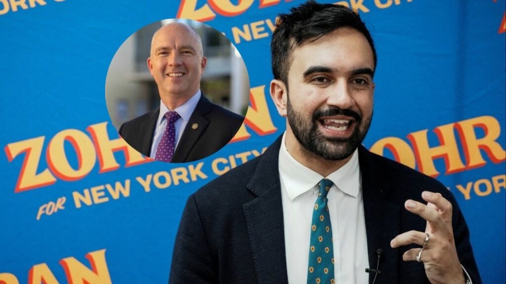 San Luis Obispo County District Attorney Dan Dow (left) is facing scrutiny after sharing social media posts that linked the election of New York City’s first Muslim mayor, Zohran Mamdani, to the 9/11 terrorist attacks. (GV Wire Composite)