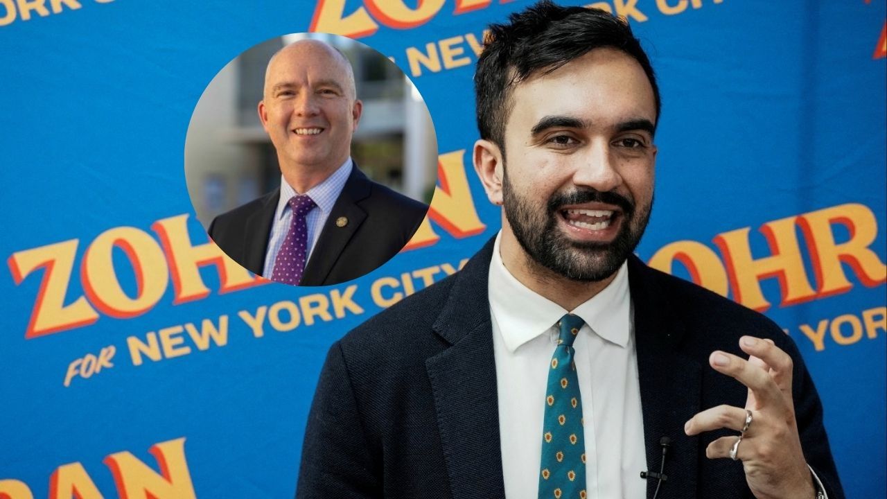 San Luis Obispo County District Attorney Dan Dow (left) is facing scrutiny after sharing social media posts that linked the election of New York City’s first Muslim mayor, Zohran Mamdani, to the 9/11 terrorist attacks. (GV Wire Composite)