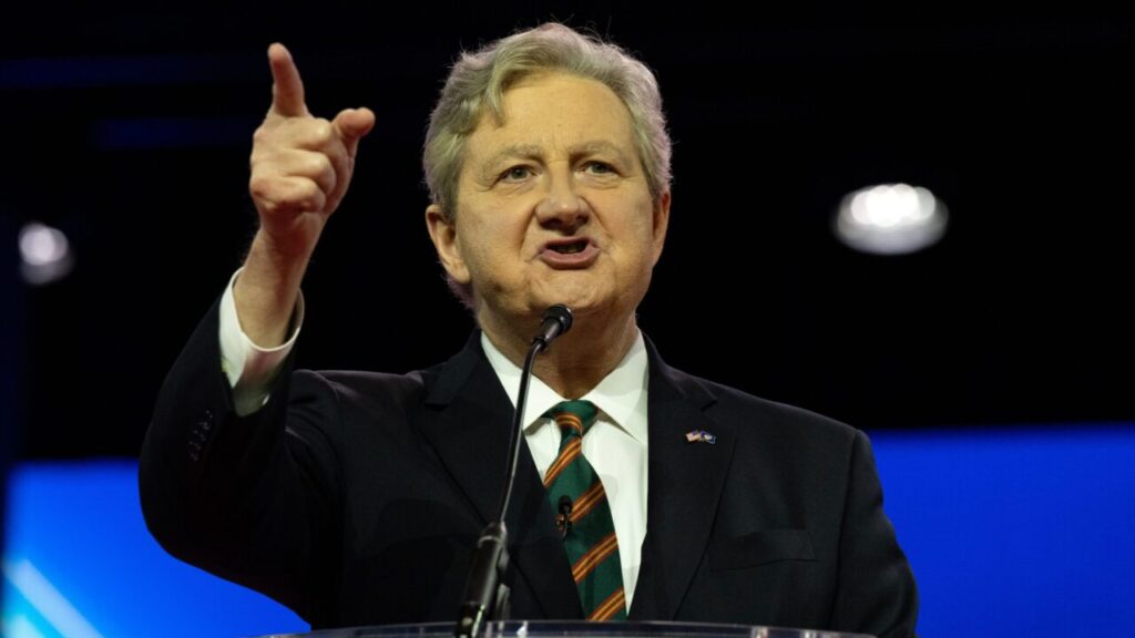 Image of U.S. Sen. John Kennedy, R-Louisiana, speaking at CPAC, March 2, 2023