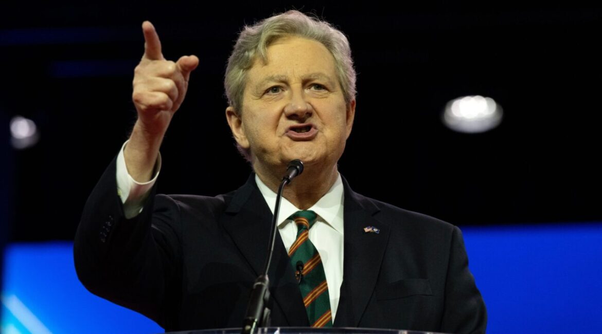 Image of U.S. Sen. John Kennedy, R-Louisiana, speaking at CPAC, March 2, 2023