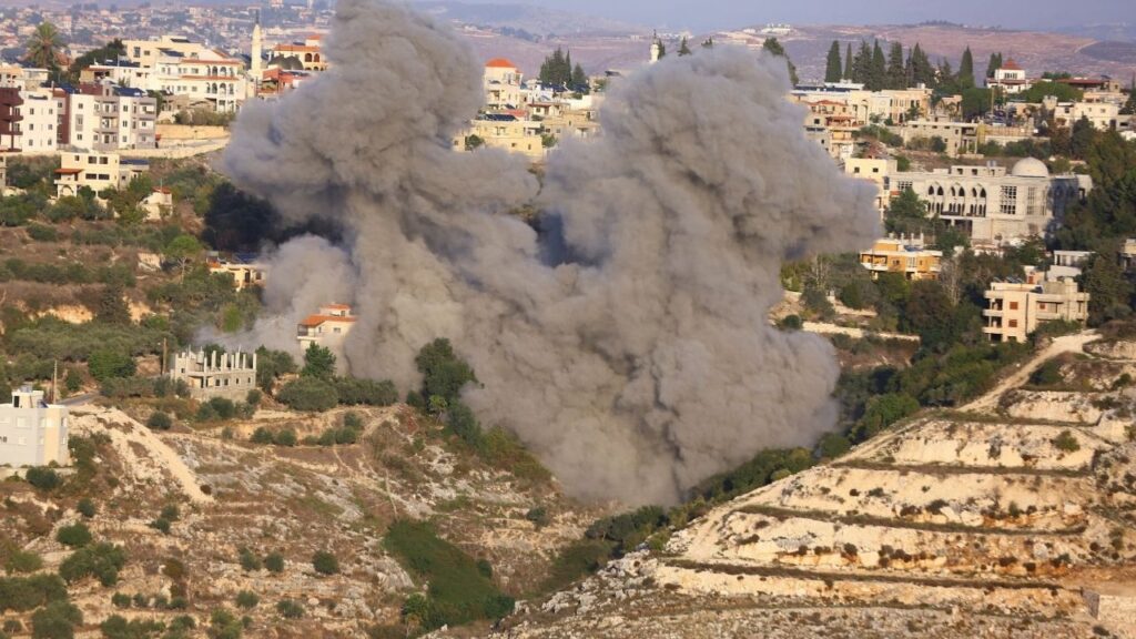 Smoke rises after Israeli strikes following Israeli military's evacuation orders, in Chehour, southern Lebanon November 19, 2025. (Reuters/Ali Hankir)