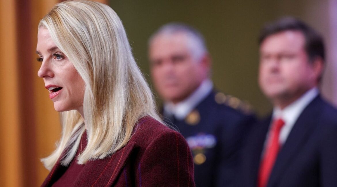 U.S. Attorney General Pam Bondi speaks during the announcement of a law enforcement action during a press conference at the Department of Justice in Washington, D.C., U.S., November 19, 2025. (Reuters/Tom Brenner)