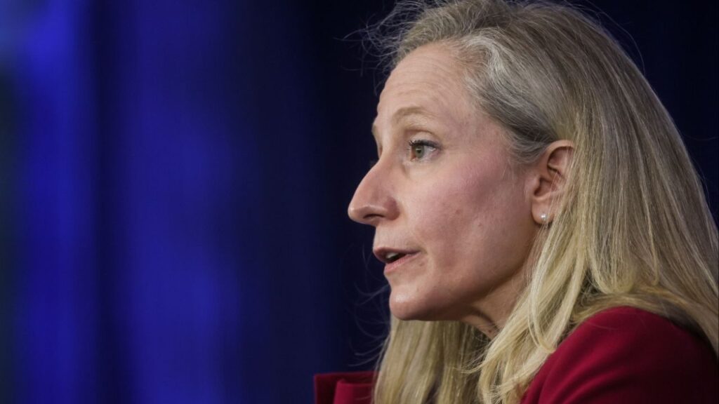 U.S. Representative Abigail Spanberger (D-VA) introduces U.S. President Joe Biden to speak about his administration's efforts to lower health care costs during a visit to Germanna Community College in Culpepper, Virginia, U.S., February 10, 2022.