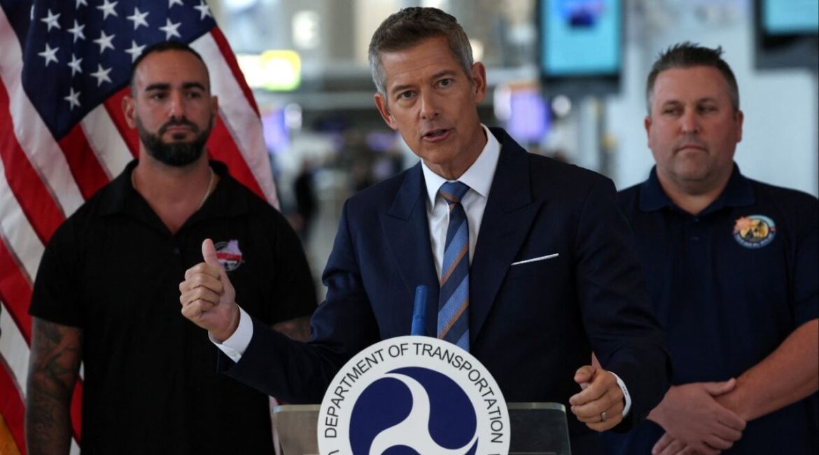 U.S. Transportation Secretary Sean Duffy holds a press conference on the impact of the government shutdown on air travel, at LaGuardia Airport in the Queens borough of New York City, U.S., October 28, 2025. (Reuters/Shannon Stapleton)