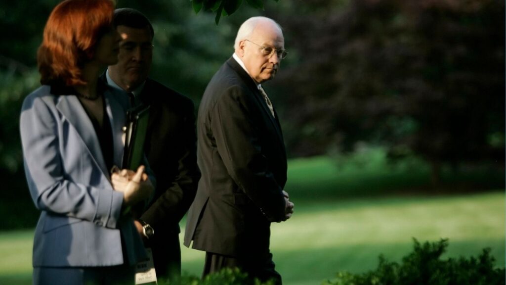 Vice President Dick Cheney walks towards the Oval Office after President George W. Bush made a public statement in the Rose Garden regarding the killing of a senior al-Qaida figure, on June 8, 2006. Cheney, widely regarded as the most powerful vice president in American history, who was George W. Bush’s running mate in two successful campaigns, and his most influential White House adviser in an era of terrorism, war and economic change, died on Monday, Nov. 3, 2025. He was 84. (Doug Mills/The New York Times) .