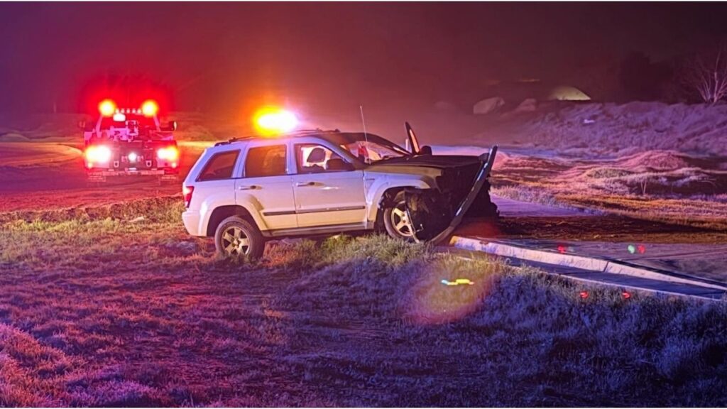 Visalia police arrested a DUI suspect Friday, Nov. 21, 2025, night after he fled a traffic stop, crashed into a construction area and tossed loaded guns and drugs while running from officers. (Visalia PD)