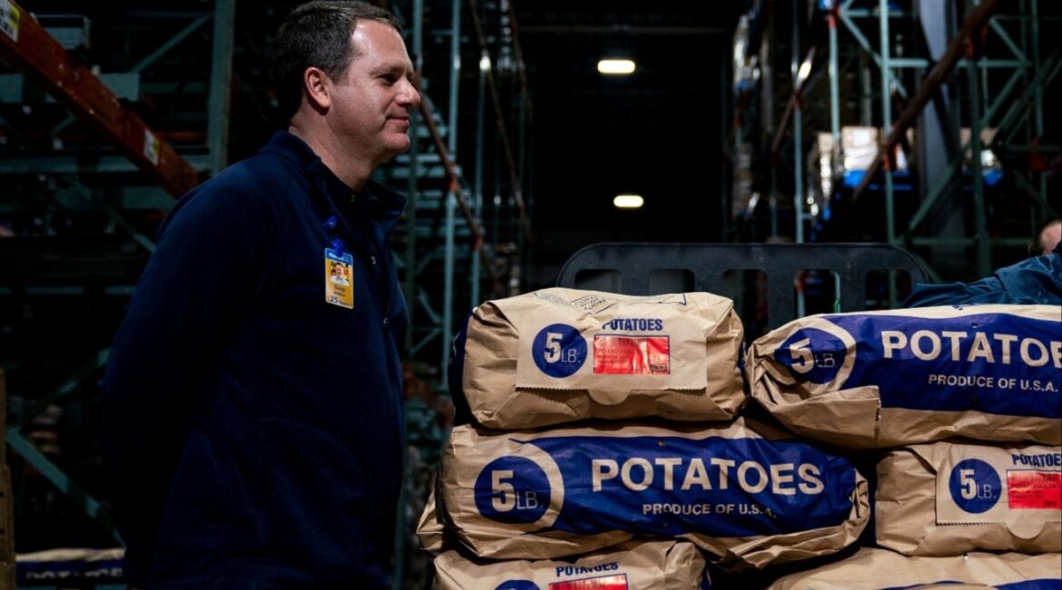 Walmart chief executive Doug McMillon, at a distribution center in Gordonsville, Va., on April 27, 2020. McMillon plans to retire from his position in early 2026 but will remain on the board through the next annual shareholders meeting. (Anna Moneymaker/The New York Times)