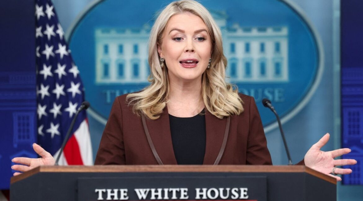 White House press secretary Karoline Leavitt speaks during a briefing at the White House in Washington, D.C., U.S., November 12, 2025. (Reuters/Kevin Lamarque)