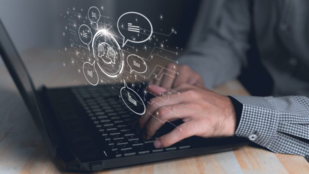 Image of Person Writing a Letter Using Chatbot