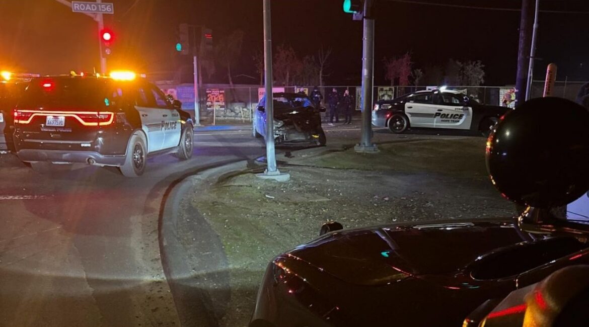 A 21-year-old Exeter man was arrested Saturday, Nov. 29, 2025, after Visalia police say he crashed into several vehicles, led officers on a pursuit and fled on foot before being caught. (Visalia PD)