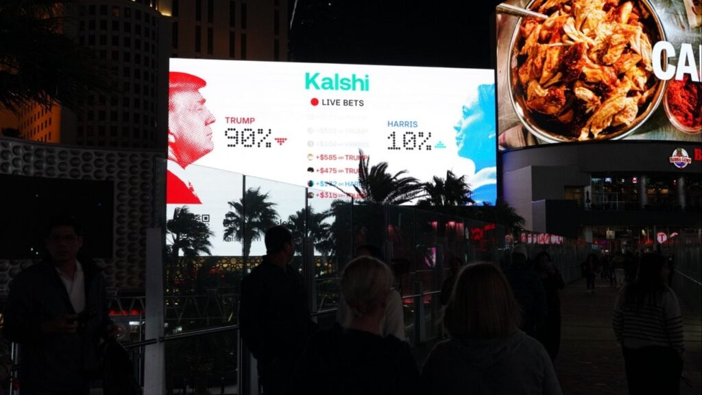 A Kalshi billboard in Las Vegas, Nev., May 19, 2019. The surging popularity of prediction markets helped Kalshi, one of the biggest players in the sector, raise money this fall at a $5 billion valuation. (Marshall Scheuttle/The New York Times)