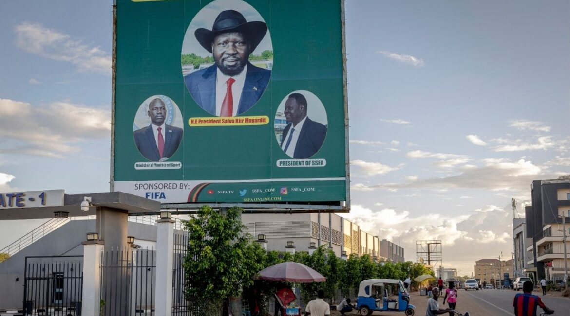 A billboard depicting President Salva Kiir Mayardit of South Sudan in Juba, South Sudan, Oct. 28, 2024. A federal judge in Boston on Tuesday, Dec. 30, 2025, blocked the Trump administration from ending temporary deportation protections for migrants from South Sudan, a move to halt any deportations that came a week before the migrants’ status was set to expire. (Ivor Prickett/The New York Times)
