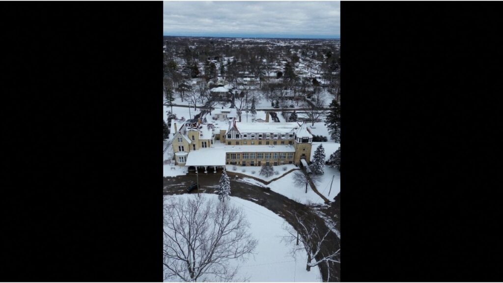 A drone view shows the aftermath of a snowfall in this screen grab obtained from social media video, in Crystal Lake, Illinois, U.S., November 30, 2025. Instagram@radiojoecicero/via REUTERS