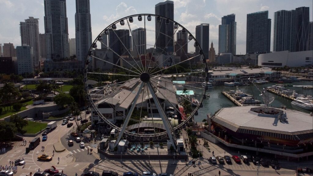 A general view of Downtown with the Ferris wheel at Bayside Marketplace, in Miami, Florida, U.S., June 18, 2022. Picture taken with a drone. (Reuters File)