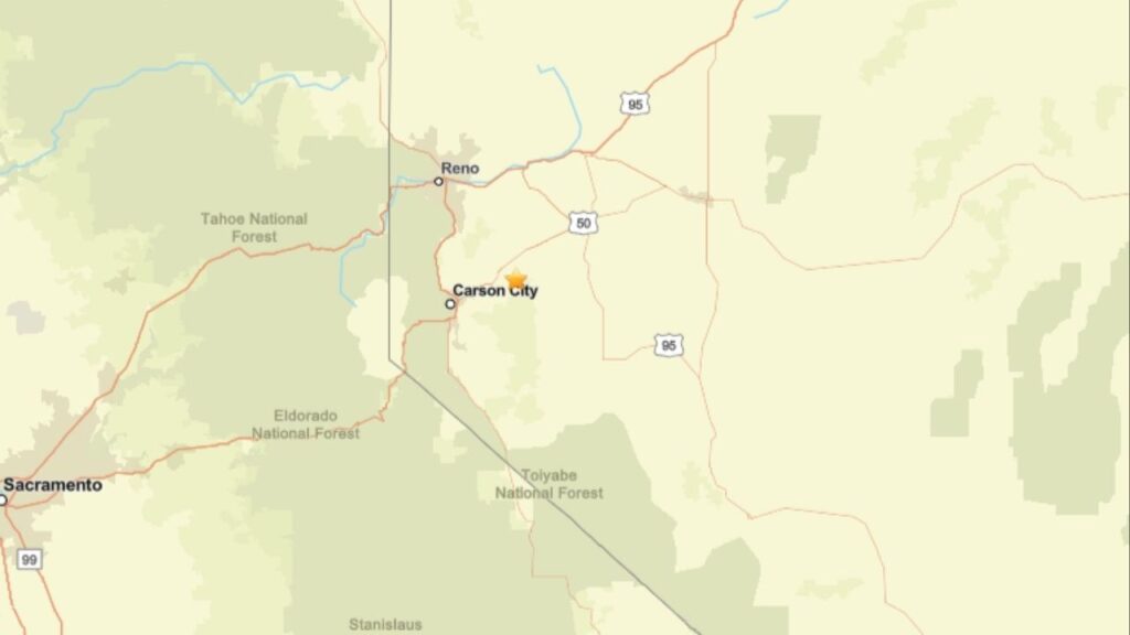 A preliminary magnitude 5.9 earthquake was recorded Thursday morning in Nevada. (USGS)