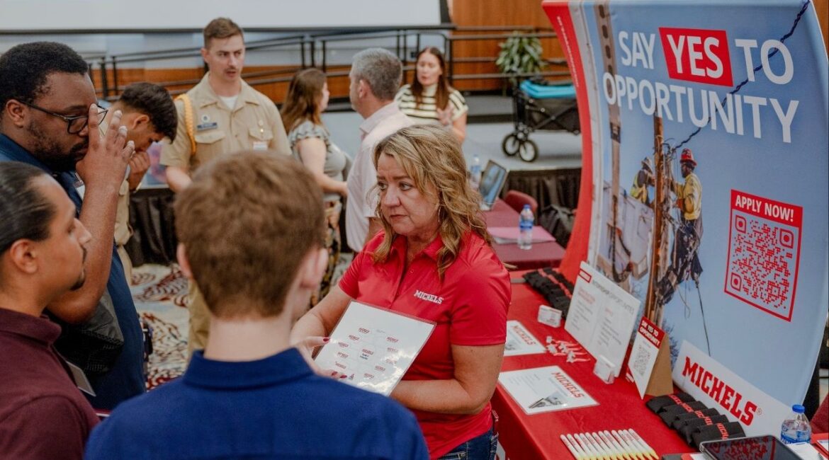 A recruitment fair at the Texas A&M Maritime Academy in Galveston, Texas, Oct. 23, 2025. The jobless rate last month rose to 4.6 percent up from 4.4 percent in September, a warning sign for the health of a labor market that has been strained by federal layoffs and rising costs. (Lexi Parra/The New York Times)