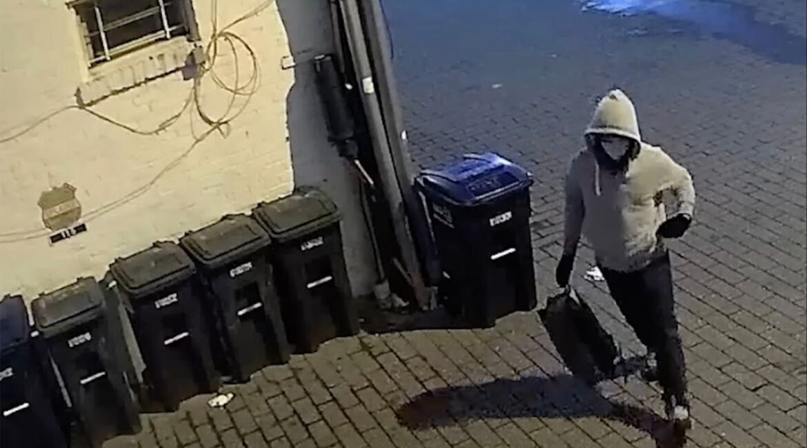 An image take from a video released by the FBI shows a person suspected of placing pipe bombs in Washington on the night before Jan. 6, 2021. After nearly five years of false leads and frustrated investigation, federal agents on Dec. 4, 2025 arrested a suspect in Virginia on charges of having planted two pipe bombs on the night before Jan. 6, 2021, at the RNC and DNC headquarters. (FBI via The New York Times)