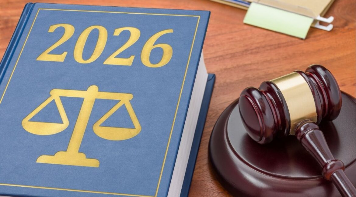 Asset id: 2710074153 Law book with a gavel - 2026 new laws (Shutterstock)