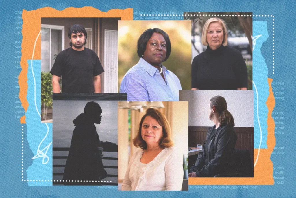 A mosaic of portraits of people who have participated in California's CARE Court mental health program