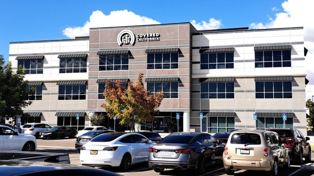 Image if the Covered California building near Woodward Park in Fresno, California