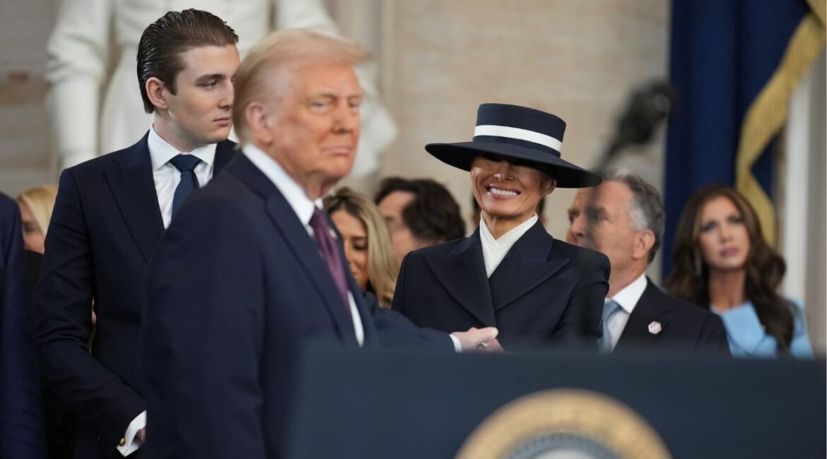 First lady Melania Trump stands with her son, Barron, as President Donald Trump during his second inauguration at the Capitol in Washington, Jan. 20, 2025. Melania Trump is portrayed as in control and assertive in the trailer for her new movie, “Melania.” (Doug Mills/The New York Times)