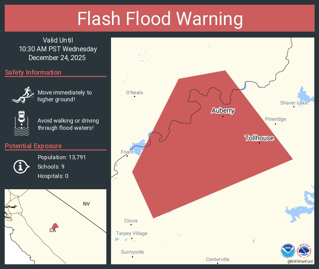 NWS Flash Flood Warning Wednesday, Dec. 24, 2025