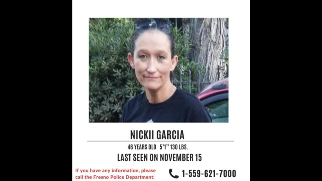 Fresno police are seeking help locating 5-foot-1 Nickii Garcia, last seen Wednesday, Nov. 15, 2025, near Kern Street and East Cesar Chavez Boulevard. (Fresno PD)