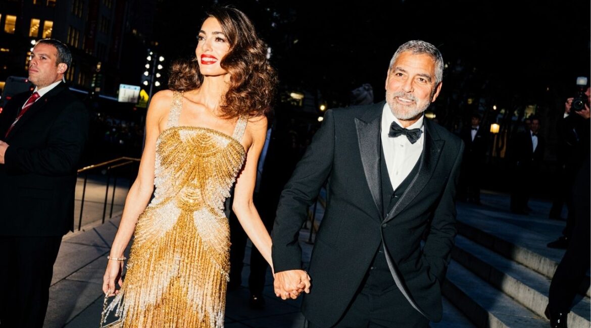 George Clooney and his wife, Amal Clooney, left, at the Clooney Foundation For Justice Inaugural Albie Awards in New York, Sept. 29, 2022. France has granted citizenship to Hollywood star George Clooney and his wife, a human rights lawyer, according to government decrees issued over the weekend. (Jutharat Pinyodoonyachet/The New York Times)