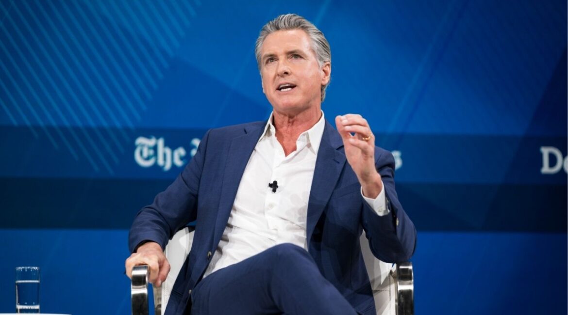 Gov. Gavin Newsom of California speaks during a conversation with Andrew Ross Sorkin at the DealBook Summit in New York, on Wednesday, Dec. 3, 2025. Newsom of California has spoken out against a proposed wealth tax, and is raising money for a committee to oppose it. (Karsten Moran/The New York Times)