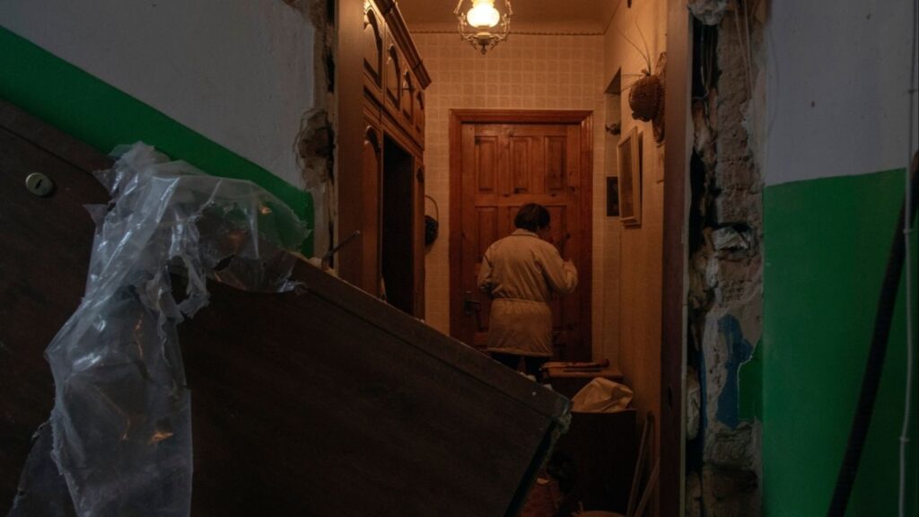 Inside a damaged apartment in a residential building struck by a Russian drone in Chernihiv, Ukraine, on Monday, Dec. 8, 2025. President Donald Trump said on Wednesday, Dec. 10, 2025, that “pretty strong words” were used on a phone call with European leaders about Ukraine as the country and its allies have been working to steer him away from his insistence on a resolution to the war that would favor Russia. (Laetitia Vancon/The New York Times)