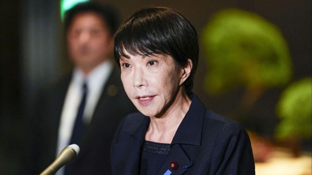 Japan's Prime Minister Sanae Takaichi speaks to media about the government's response to a magnitude 7.6 earthquake that shook Japan's northeast region, at the Prime Minister's official residence in Tokyo, Japan, December 8, 2025 in this photo taken by Kyodo. (Kyodo/via REUTERS)