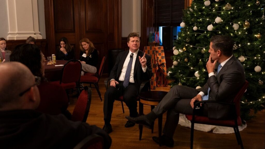 Jay Clayton, U.S. attorney for the Southern District of New York, speaks to the New York City bar association on Tuesday, Dec. 2, 2025. Clayton had hailed his office’s prosecution of an ex-president of Honduras for narcotics trafficking a success. Here, he faced questions over President Donald Trump’s decision to pardon Juan Orlando Hernández. (James Estrin/The New York Times)