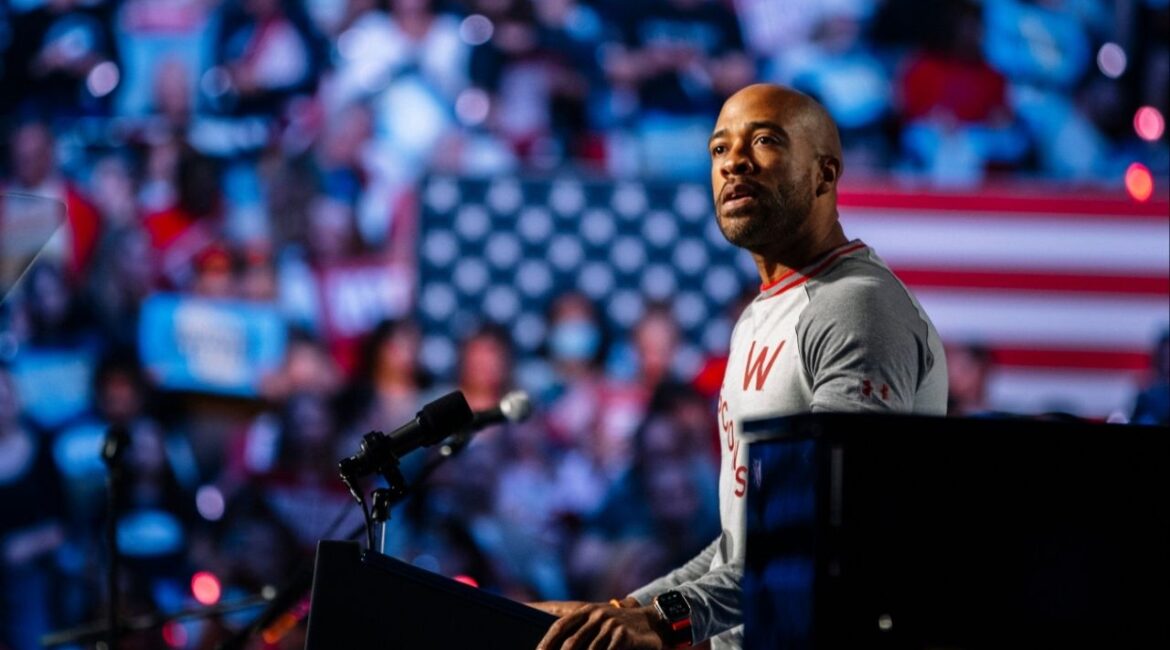 Mandela Barnes, the former lieutenant governor of Wisconsin, at a campaign rally for Kamala Harris in Madison on Oct. 30, 2024. Barnes is the best-known candidate in a crowded field for the Wisconsin governor’s race, but some state Democrats have cooled on him since he lost a Senate bid in 2022. (Jim Vondruska/The New York Times)