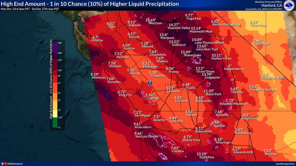 Image of NWS Hanford High-Range Rain Graphic