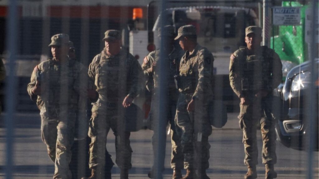 National Guard members walk at the U.S. Immigration and Customs Enforcement (ICE) Broadview facility in Chicago, Illinois, U.S., October 9, 2025. (Reuters File)