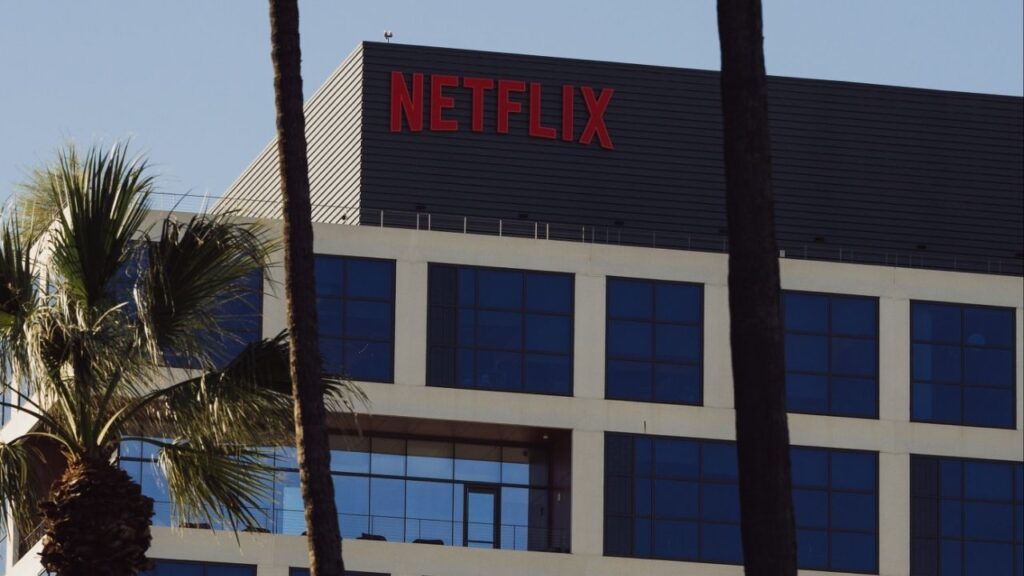 Netflix HQ on Sunset Blvd. in Los Angeles, Dec. 5, 2025. On Tuesday, Netflix announced a partnership with iHeartMedia, furthering its long-awaited push into podcasting — and yanking a few more shows off YouTube, its rival in the modern entertainment wars. (Aleksey Kondratyev/The New York Times)