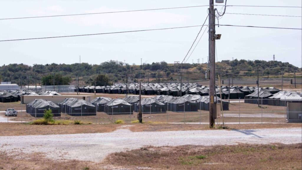 Newly erected holding tents for detained migrants are seen at the United States' Naval Station Guantanamo Bay in Guantanamo Bay, Cuba February 21, 2025. (U.S. Navy/AFN Guantanamo Bay Public Affairs/Handout via Reuters)