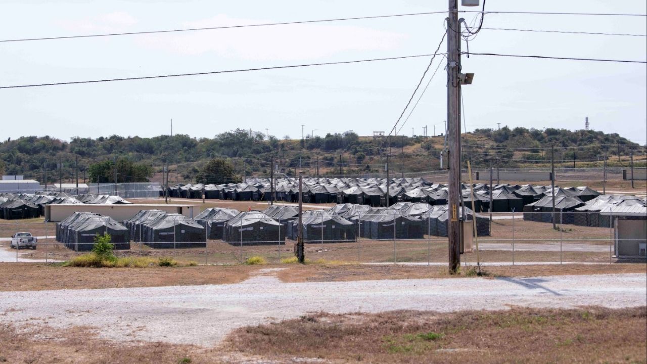 Newly erected holding tents for detained migrants are seen at the United States' Naval Station Guantanamo Bay in Guantanamo Bay, Cuba February 21, 2025. (U.S. Navy/AFN Guantanamo Bay Public Affairs/Handout via Reuters)