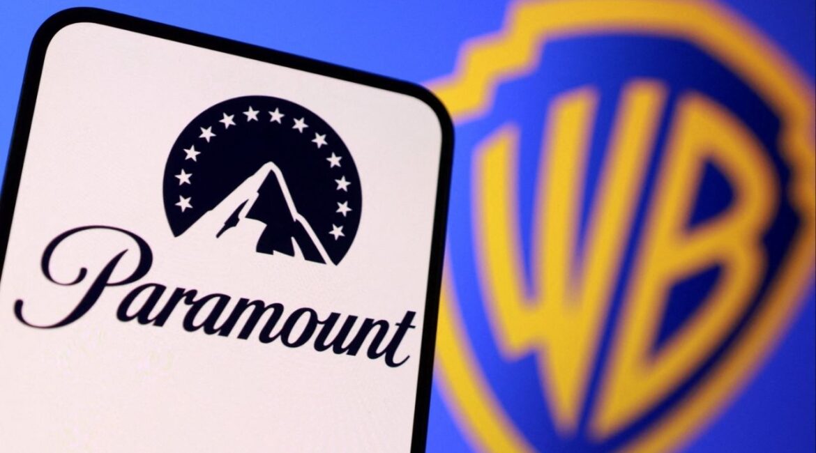 Paramount and Warner Bros logos are seen in this illustration taken December 8, 2025. (Reuters/Dado Ruvic/Illustration)