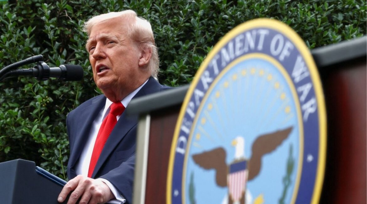 President Donald Trump delivers a speech at the Pentagon, in Washington D.C., U.S., September 11, 2025. (Reuters/Evelyn Hockstein)