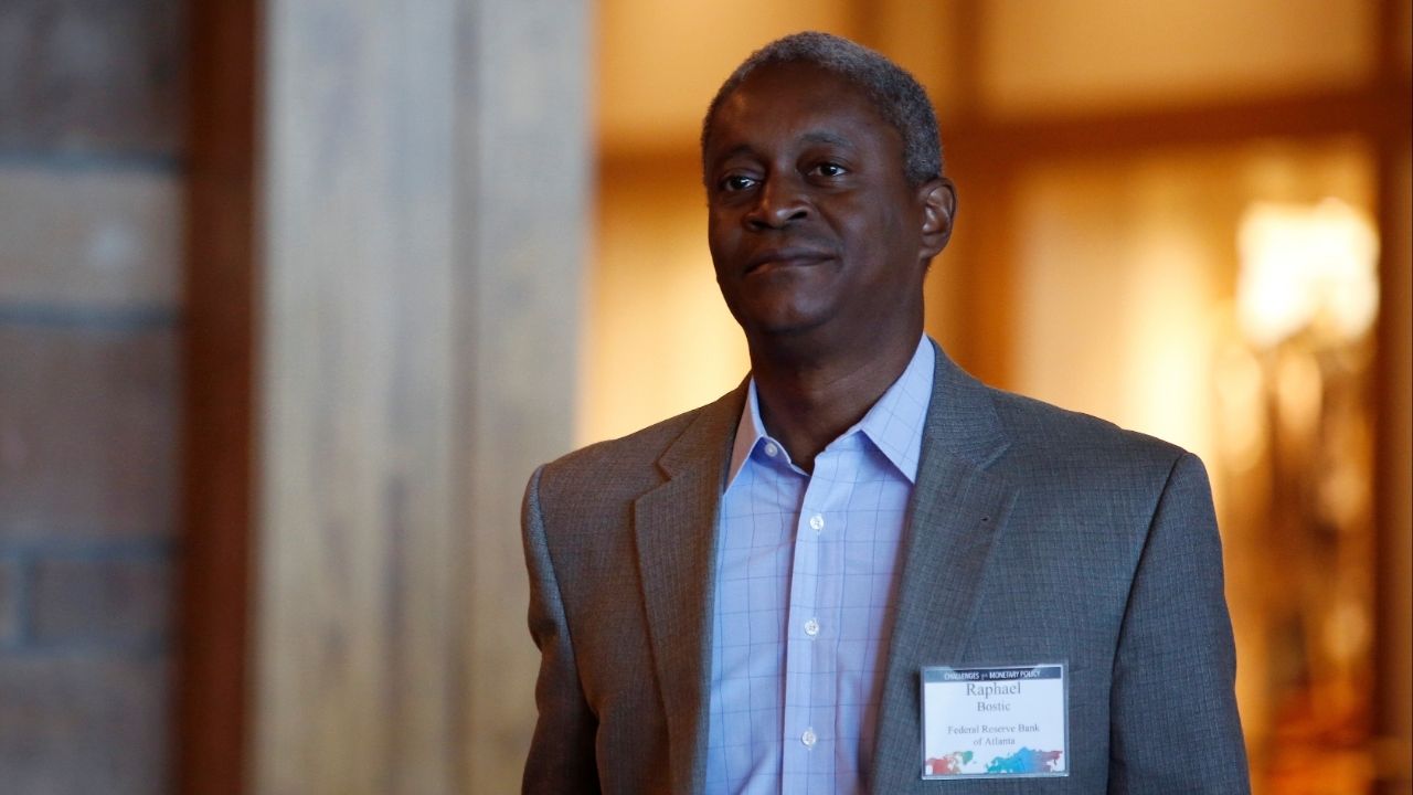 Raphael Bostic, President of the Federal Reserve Bank of Atlanta walks into the three-day "Challenges for Monetary Policy" conference in Jackson Hole, Wyoming, U.S., August 23, 2019. (Reuters/Jonathan Crosby)