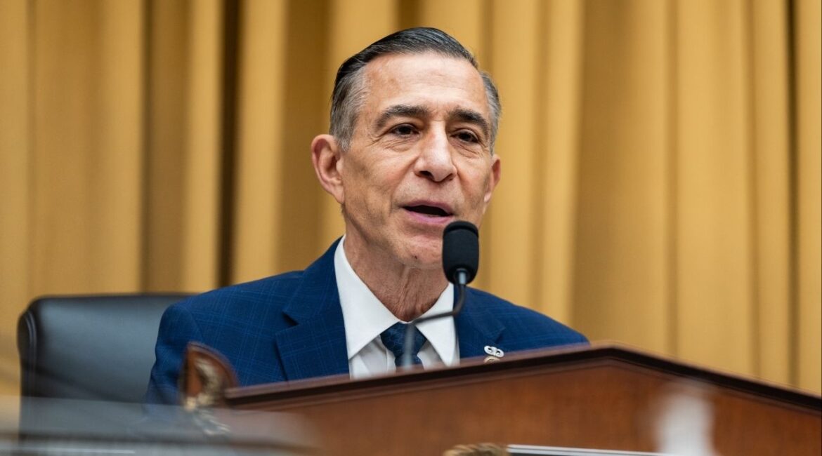 Rep. Darrell Issa (R-Calif.) participates in a congressional hearing, on Capitol Hill in Washington, on Tuesday, April 1, 2025. The campaign arm of House Democrats is making the first formal expansion of what it considers to be the battleground map for control of Congress in 2026, adding five new Republican-held seats, including Issa’s. (Eric Lee/The New York Times)
