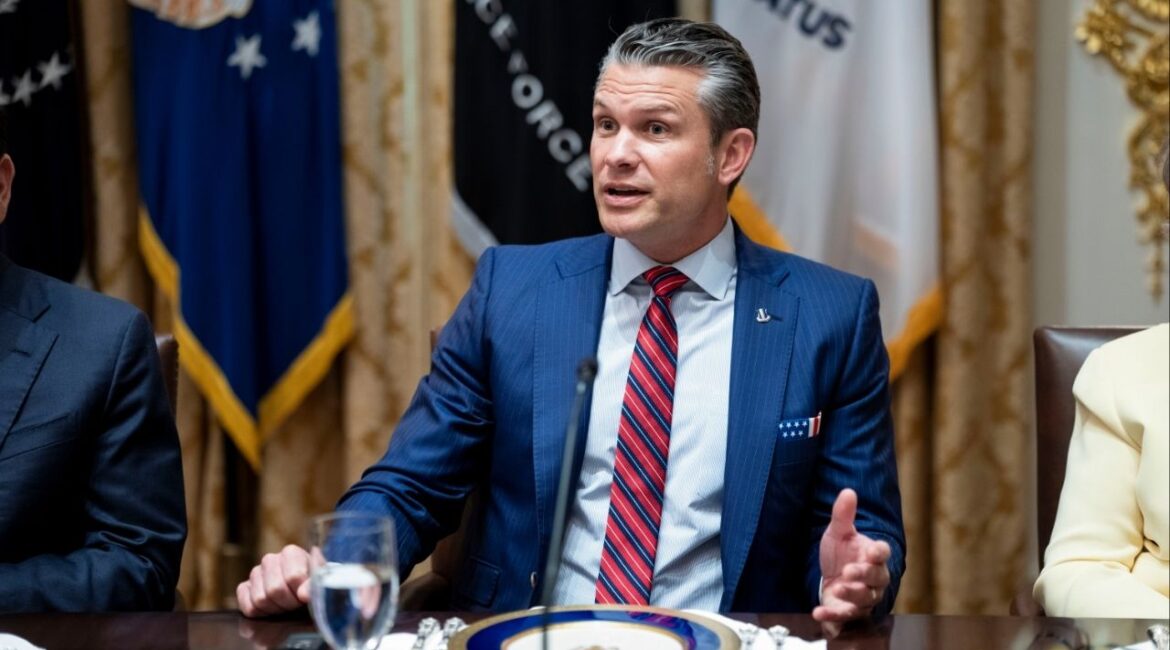 Secretary of Defense Pete Hegseth speaks at the White House in Washington, on Tuesday, Oct. 14, 2025. In the suit, filed in the U.S. District Court in Washington on Dec. 4, The New York Times accused the Pentagon of infringing on the constitutional rights of journalists by imposing a set of new restrictions on reporting about the military. (Doug Mills/The New York Times)