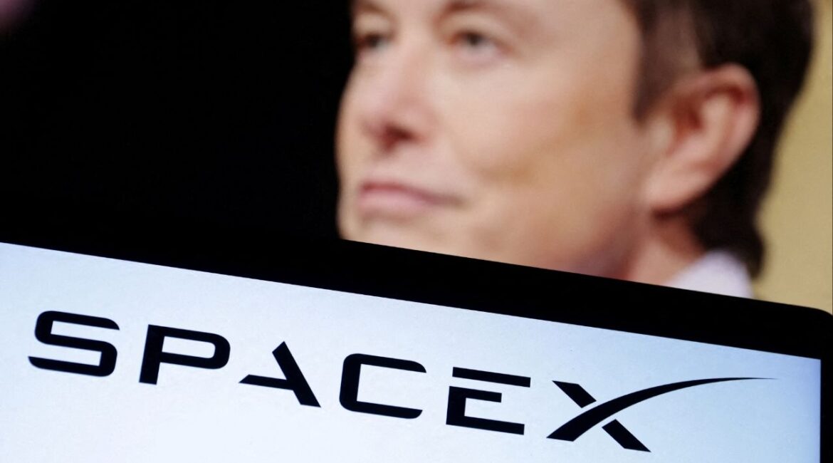 SpaceX logo and Elon Musk photo are seen in this illustration taken, December 19, 2022. (Reuters File)