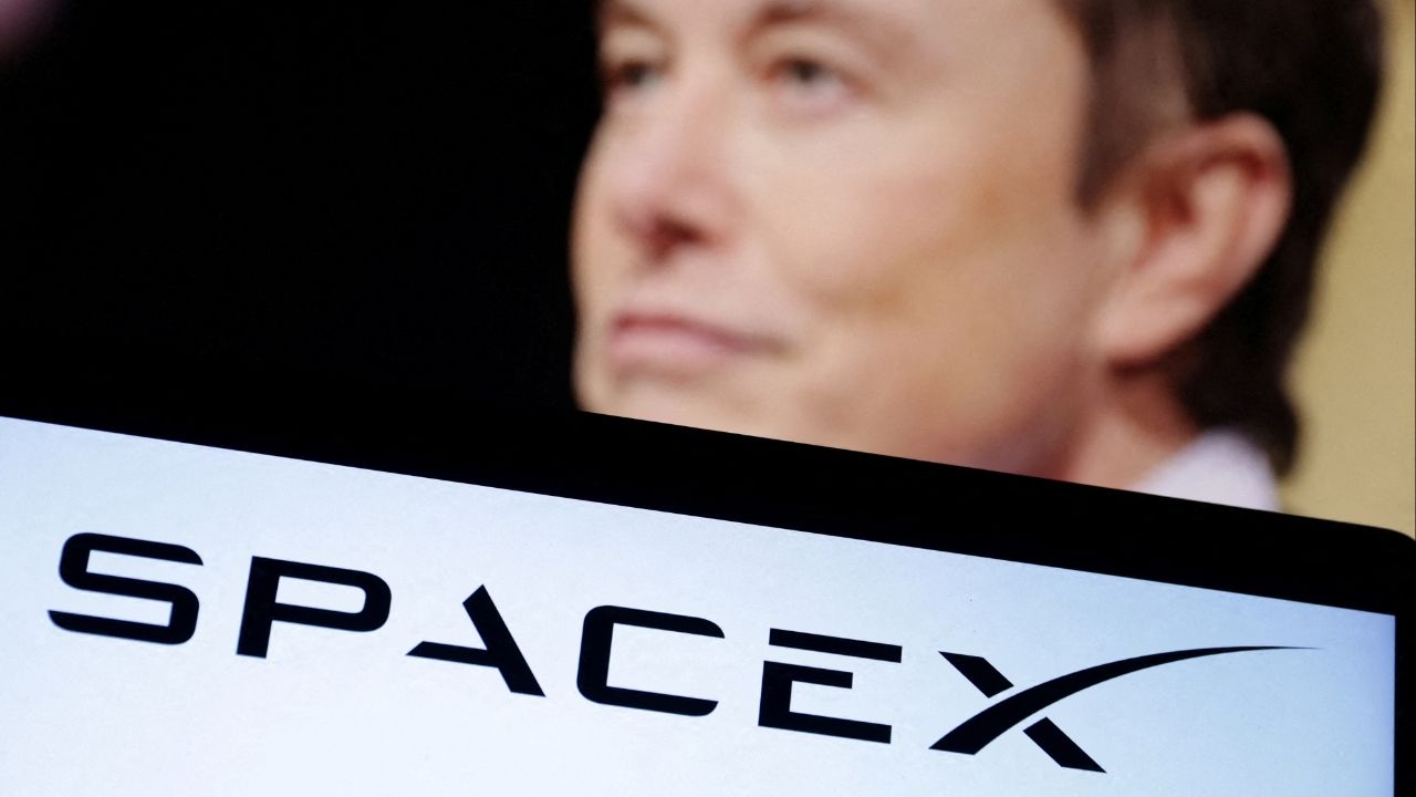 SpaceX logo and Elon Musk photo are seen in this illustration taken, December 19, 2022. (Reuters File)