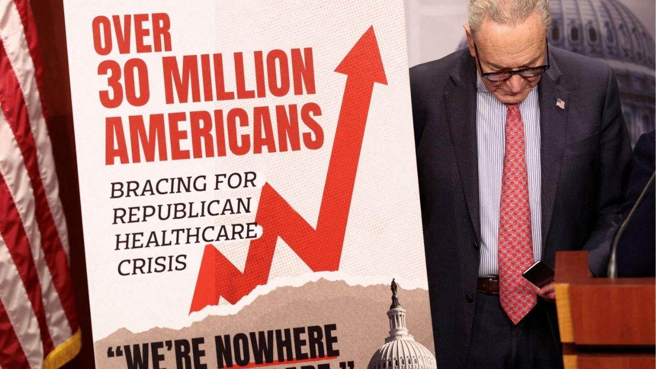 U.S. Senate Democratic Leader Chuck Schumer looks down during a news conference following Senate votes on competing healthcare plans, at the U.S. Capitol in Washington, D.C., U.S., December 11, 2025. (Reuters File)