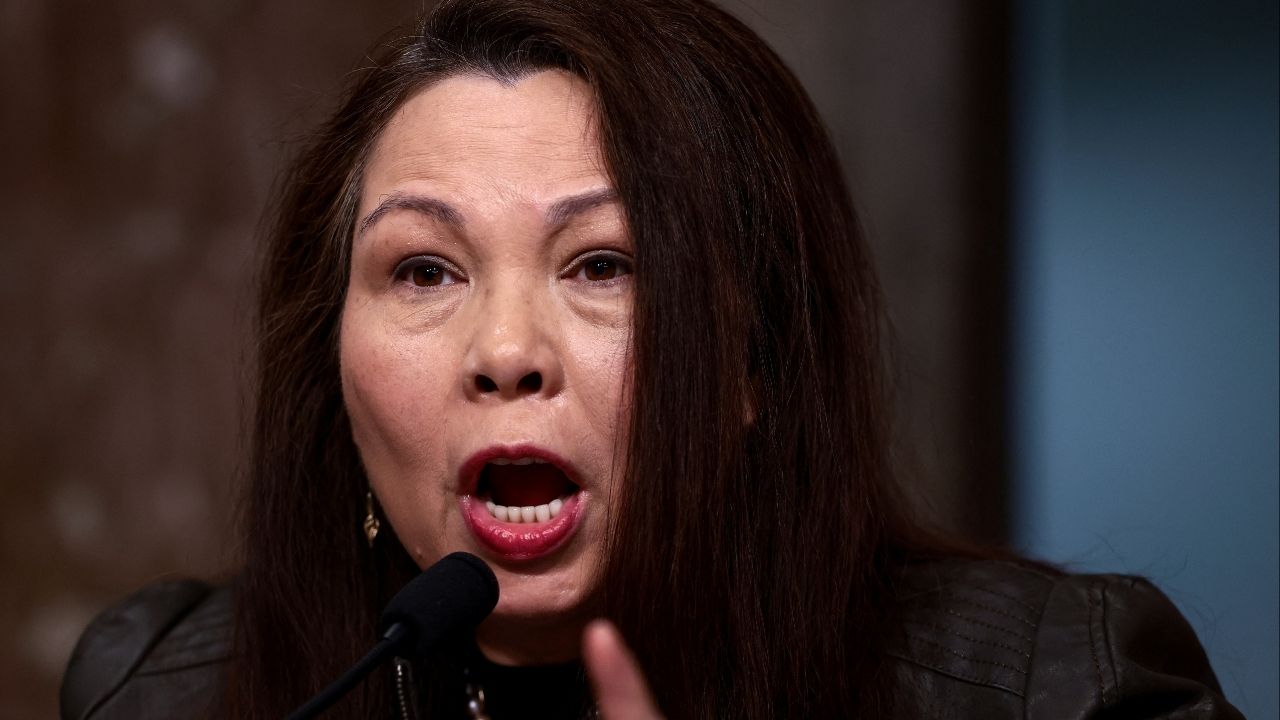 U.S. Senator Tammy Duckworth (D-IL) questions witnesses during a U.S. Senate Armed Services Committee hearing about the administration's deployment of the National Guard across the United States, on Capitol Hill in Washington, D.C., U.S., December 11, 2025. (Reuters/Evelyn Hockstein)