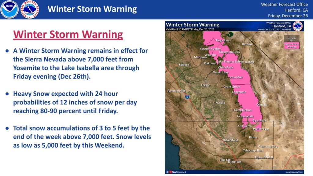 Image of NWS Winter Storm Warning Dec. 26, 2025.