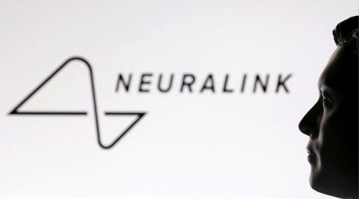 A 3D-printed miniature model of Elon Musk and the Neuralink logo are seen in this illustration taken January 23, 2025. (Reuters File)