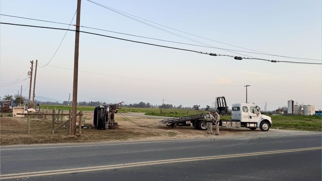 A driver was injured in a hit-and-run crash involving a white Dodge 3500 flatbed welding truck on Wednesday, Jan. 28, 2026, on Road 238 south of Avenue 112, and CHP Porterville is seeking the public’s help to identify the fleeing driver. (CHP)